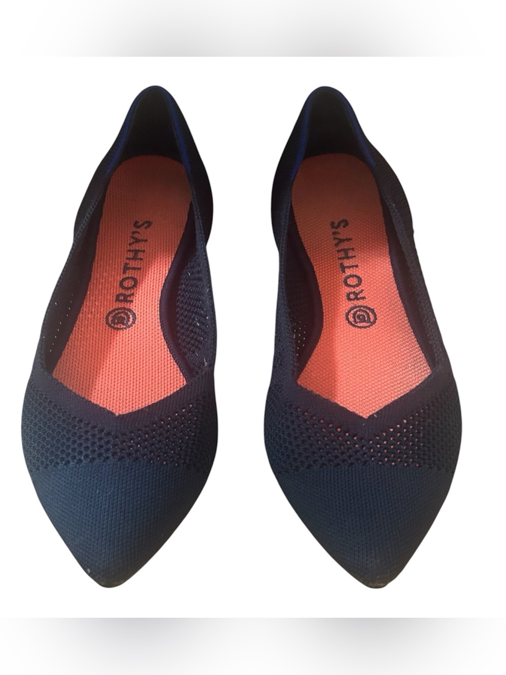 Rothy's The Point Maritime Navy knit Lattice Stitch Flats size 12
